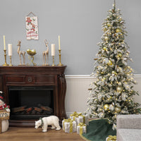 7.5 ft. Pre-Lit Snowy Vintin Fir Tree with LED Lights, Plug-In
