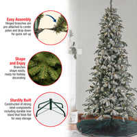 7.5 ft. Pre-Lit Snowy Vintin Fir Tree with LED Lights, Plug-In