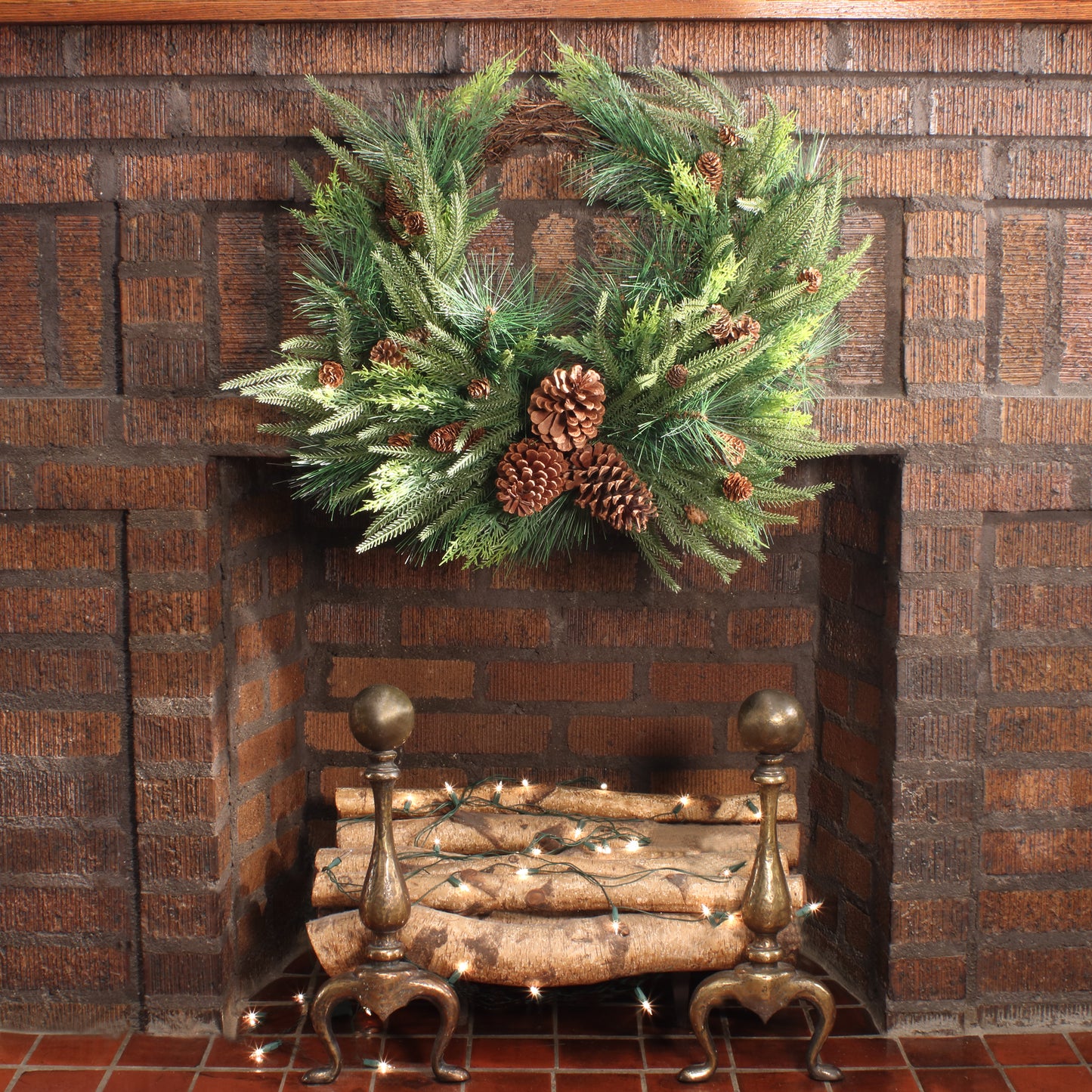 26 in. Mixed Bristle Pine Decorated Wreath
