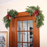 24 in. Mixed Pine and Bow Christmas Corner Swags