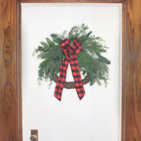 22 in.  Mixed Pine and Bow Decorated Wreath
