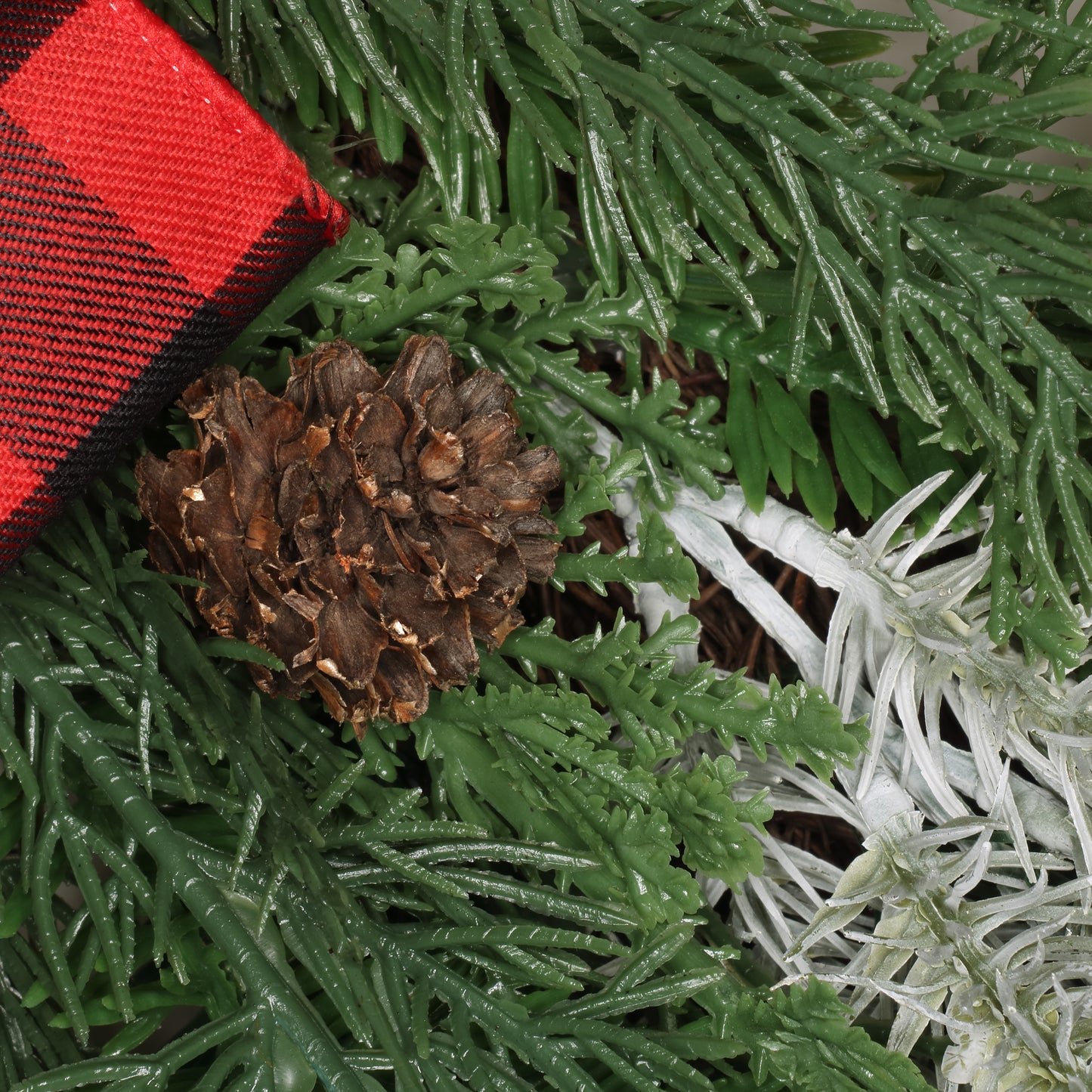 22 in.  Mixed Pine and Bow Decorated Wreath