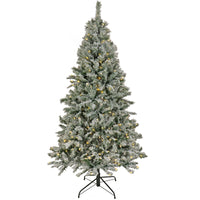 6.5 ft. Pre-Lit Snowy Harwich Hinged Tree with PowerConnect Warm White LED Lights, Plug-In