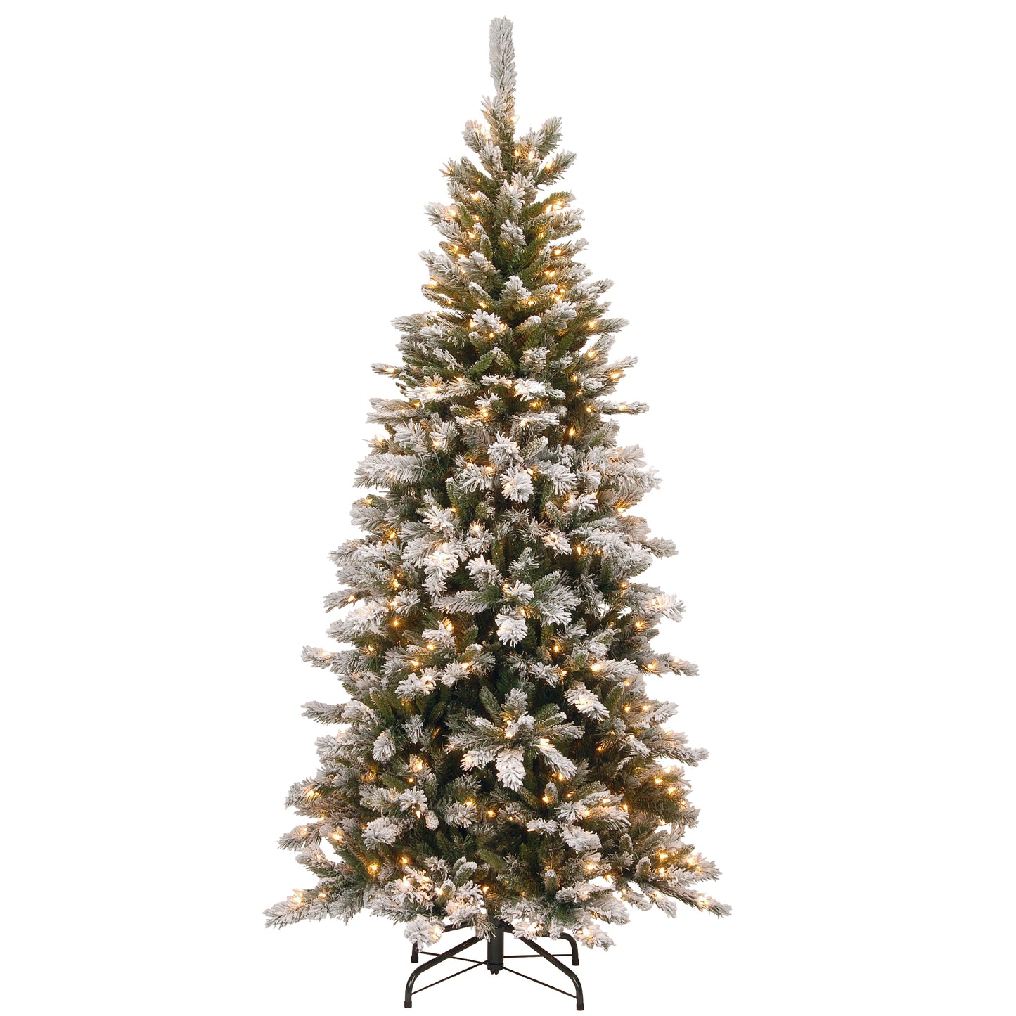 7.5 ft. Pre-Lit Snowy Mountain Pine Slim Tree with Clear Lights, Plug-In