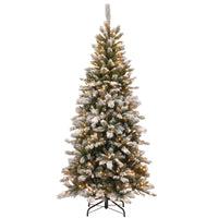 7.5 ft. Pre-Lit Snowy Mountain Pine Slim Tree with Clear Lights, Plug-In