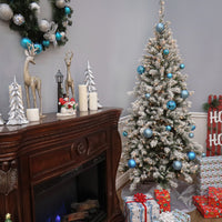 7.5 ft. Pre-Lit Snowy Mountain Pine Slim Tree with Clear Lights, Plug-In