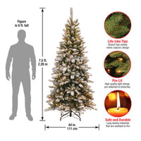 7.5 ft. Pre-Lit Snowy Mountain Pine Slim Tree with Clear Lights, Plug-In