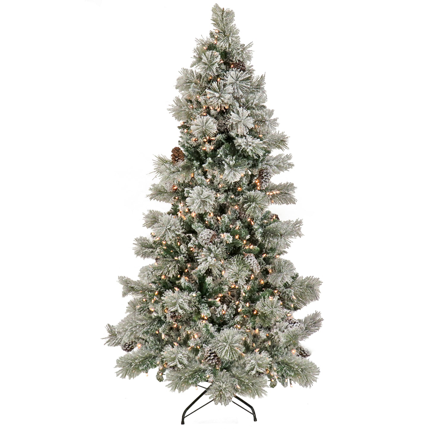 6.5 ft. Pre-Lit Snowy Yorkshire Tree with Clear Incandescent Lights, Plug-In