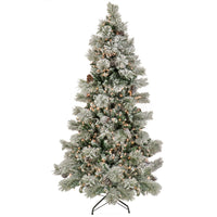 6.5 ft. Pre-Lit Snowy Yorkshire Tree with Clear Incandescent Lights, Plug-In