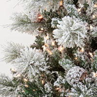 7.5 ft. Pre-Lit Snowy Yorkshire Tree with Clear Lights, Plug-In