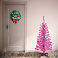 4 ft. Pre-Lit Tinsel Collection Pink Tree with Clear Lights
