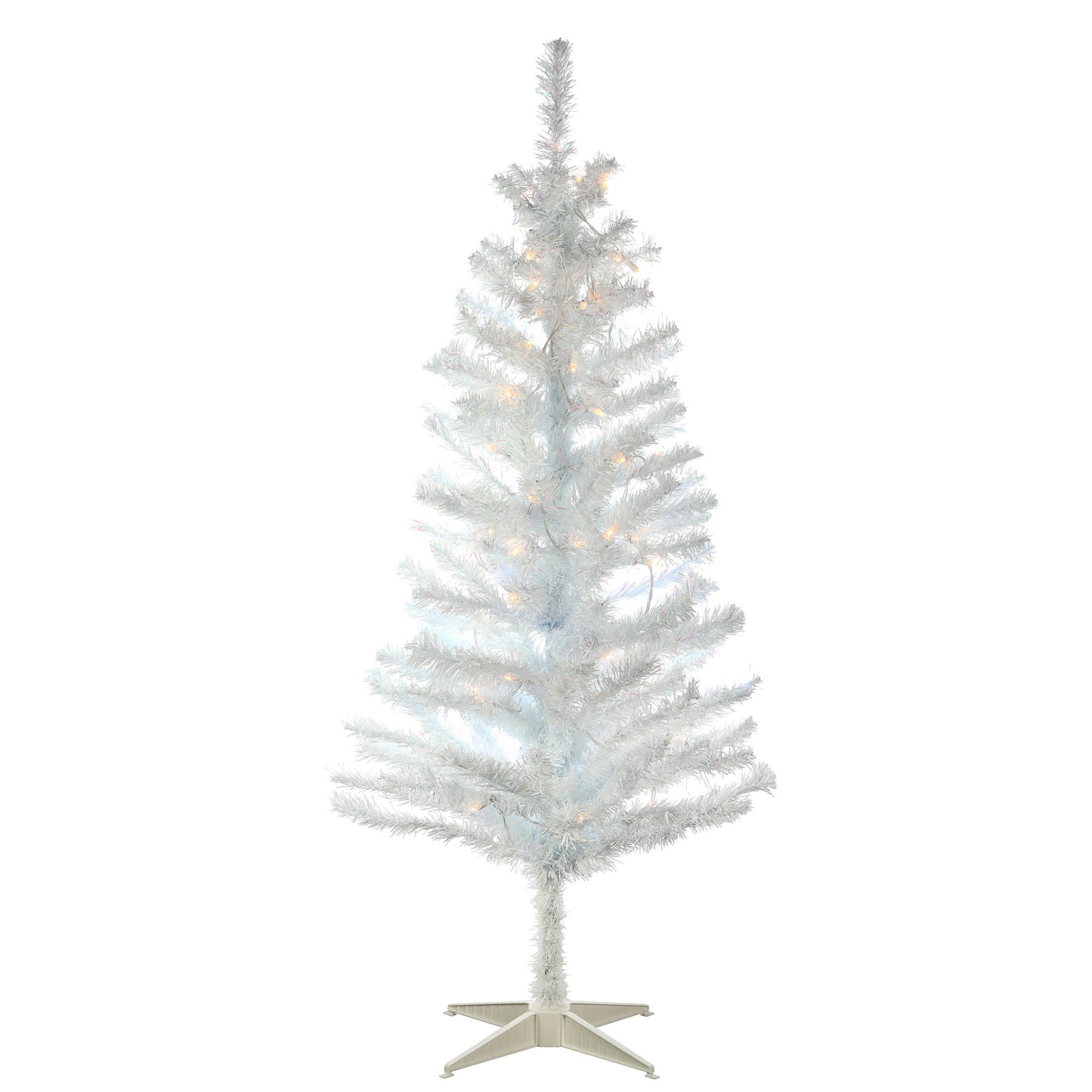 4 ft. Pre-Lit Tinsel Collection White Iridescent Tree with Clear Lights