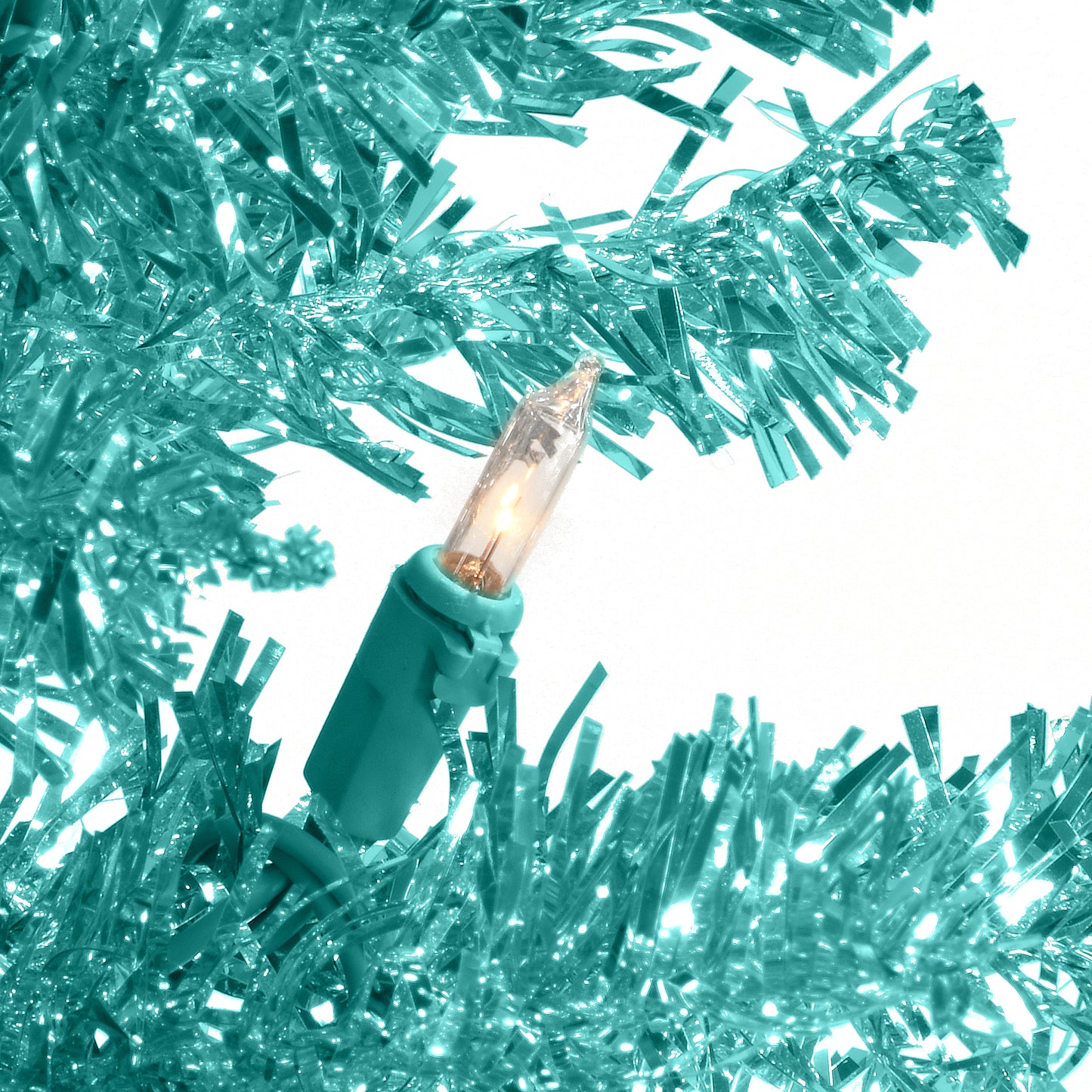 4 ft. Pre-Lit Tinsel Collection Turquoise Tree with Clear Lights