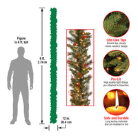 9 ft. Pre-Lit Wintry Pine Garland with Clear Lights, Plug-In