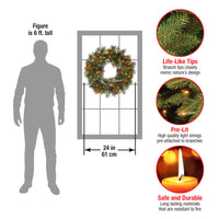 24 in. Pre-Lit Wintry Pine Wreath with LED Lights